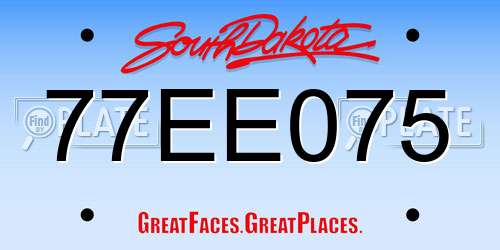 77EE075 South Dakota License Plate