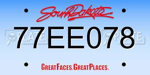 77EE078 South Dakota License Plate