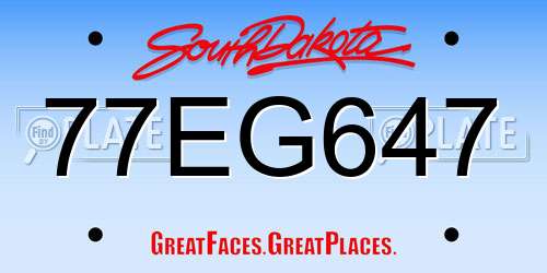 77EG647 South Dakota License Plate