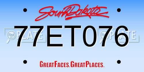 77ET076 South Dakota License Plate