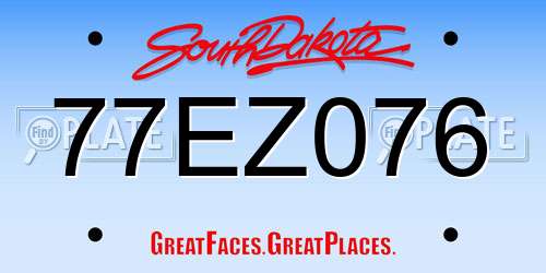 77EZ076 South Dakota License Plate