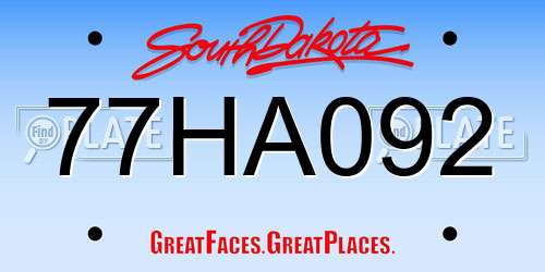 77HA092 South Dakota License Plate