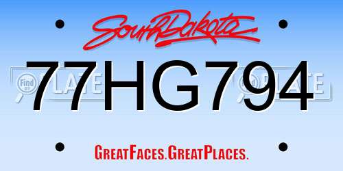 77HG794 South Dakota License Plate