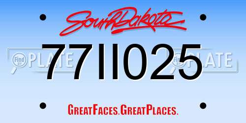 77II025 South Dakota License Plate
