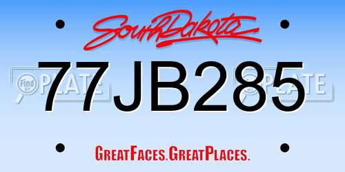 77JB285 South Dakota License Plate