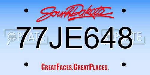 77JE648 South Dakota License Plate