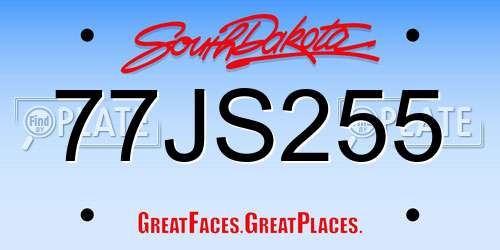 77JS255 South Dakota License Plate