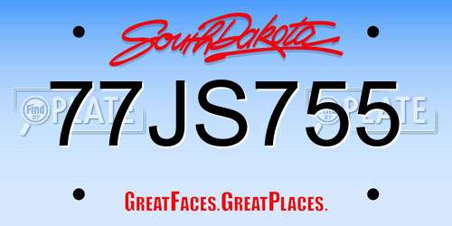 77JS755 South Dakota License Plate