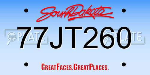 77JT260 South Dakota License Plate