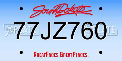 77JZ760 South Dakota License Plate