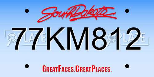 77KM812 South Dakota License Plate