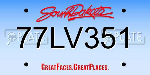 77LV351 South Dakota License Plate