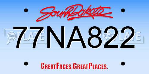 77NA822 South Dakota License Plate