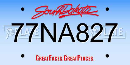 77NA827 South Dakota License Plate