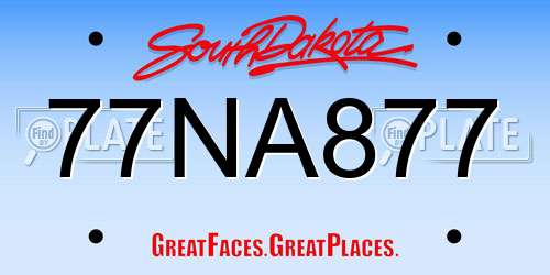 77NA877 South Dakota License Plate