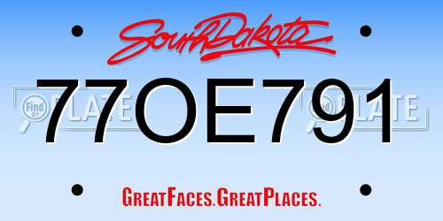 77OE791 South Dakota License Plate