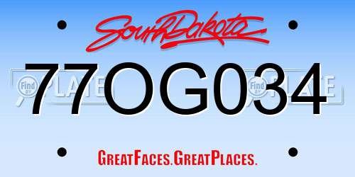 77OG034 South Dakota License Plate