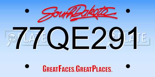 77QE291 South Dakota License Plate