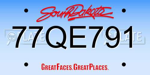 77QE791 South Dakota License Plate