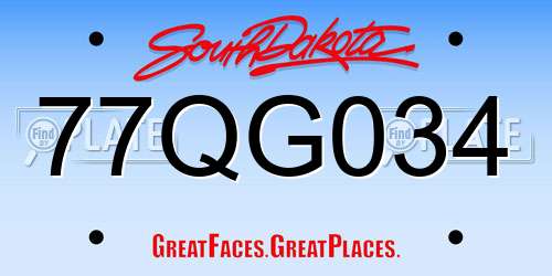 77QG034 South Dakota License Plate