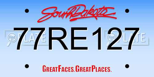 77RE127 South Dakota License Plate