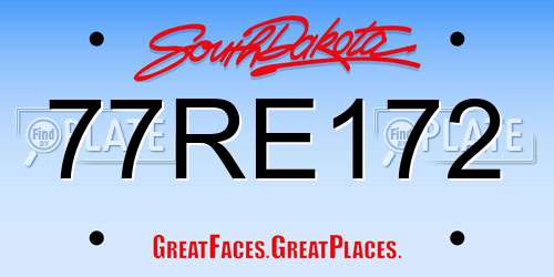 77RE172 South Dakota License Plate