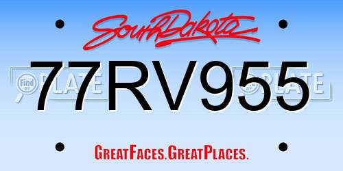 77RV955 South Dakota License Plate