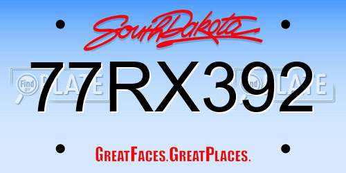 77RX392 South Dakota License Plate