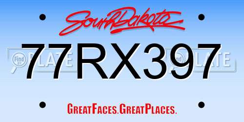 77RX397 South Dakota License Plate