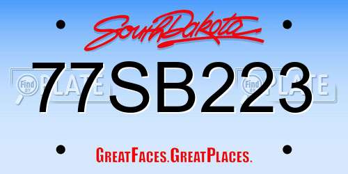 77SB223 South Dakota License Plate