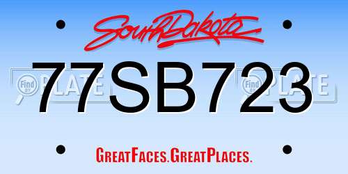 77SB723 South Dakota License Plate