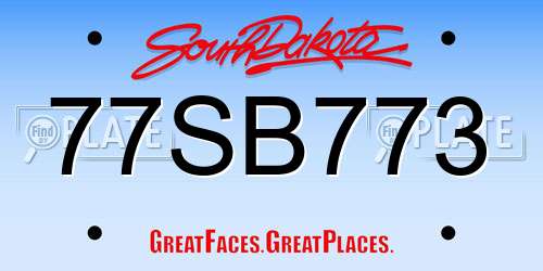 77SB773 South Dakota License Plate
