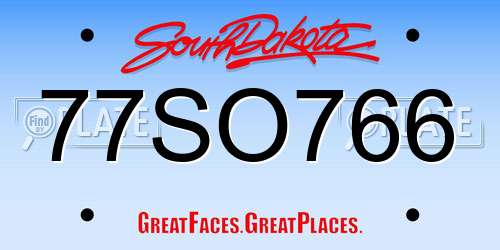 77SO766 South Dakota License Plate