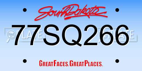 77SQ266 South Dakota License Plate