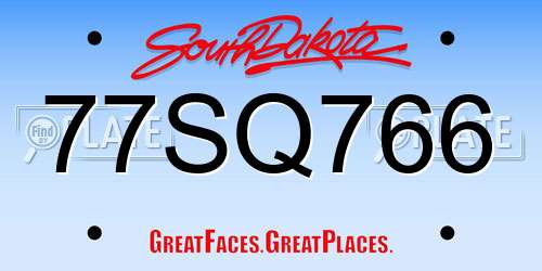 77SQ766 South Dakota License Plate