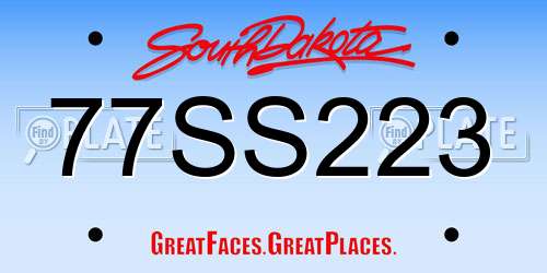 77SS223 South Dakota License Plate
