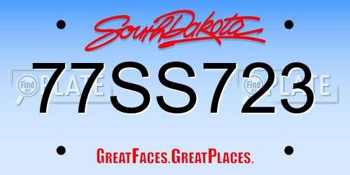 77SS723 South Dakota License Plate