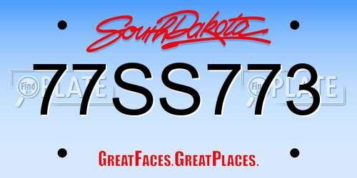 77SS773 South Dakota License Plate