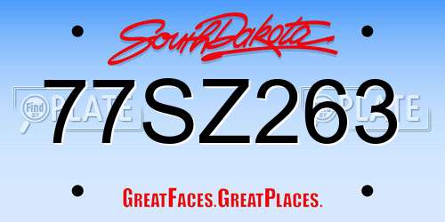 77SZ263 South Dakota License Plate
