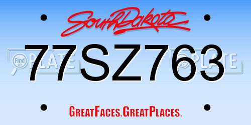 77SZ763 South Dakota License Plate