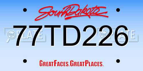 77TD226 South Dakota License Plate