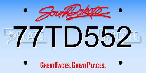 77TD552 South Dakota License Plate