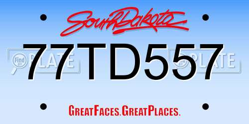 77TD557 South Dakota License Plate