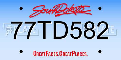 77TD582 South Dakota License Plate