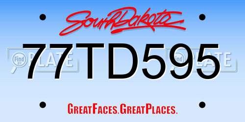 77TD595 South Dakota License Plate