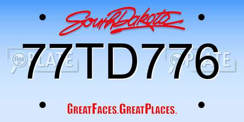77TD776 South Dakota License Plate