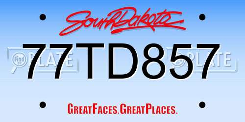 77TD857 South Dakota License Plate