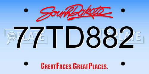 77TD882 South Dakota License Plate