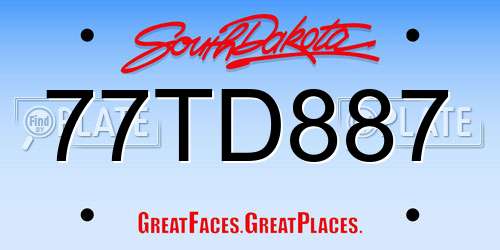 77TD887 South Dakota License Plate