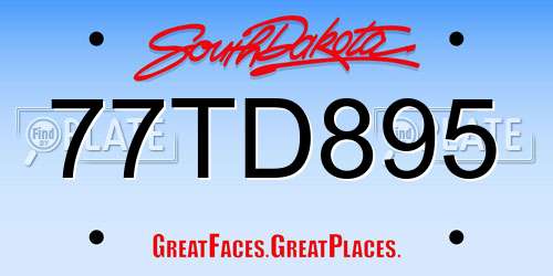 77TD895 South Dakota License Plate